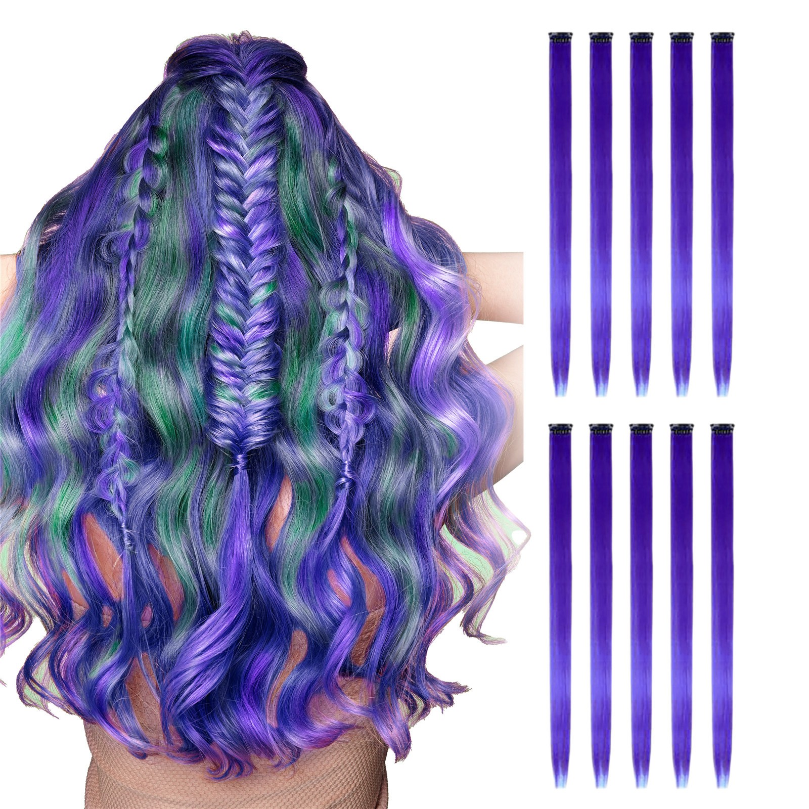 Colored Hair Extensions, Multi-colors Party Highlights Clip In Synthetic  Hair Mannequin for Wigs Braid Stand for Hair Braiding Mannequin Heads with